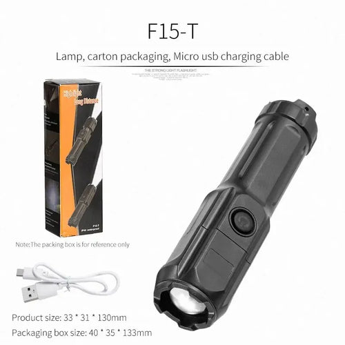 Telescopic Zoom Tactical Flashlights Rechargeable LED Torch 4 Lighting