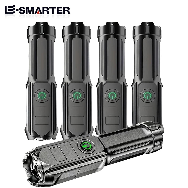 Telescopic Zoom Tactical Flashlights Rechargeable LED Torch 4 Lighting