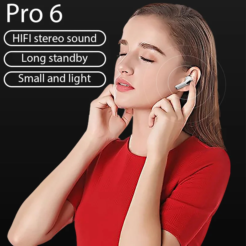 Pro6 Wireless Bluetooth Headphones Tws Earphones Mini Heaset with