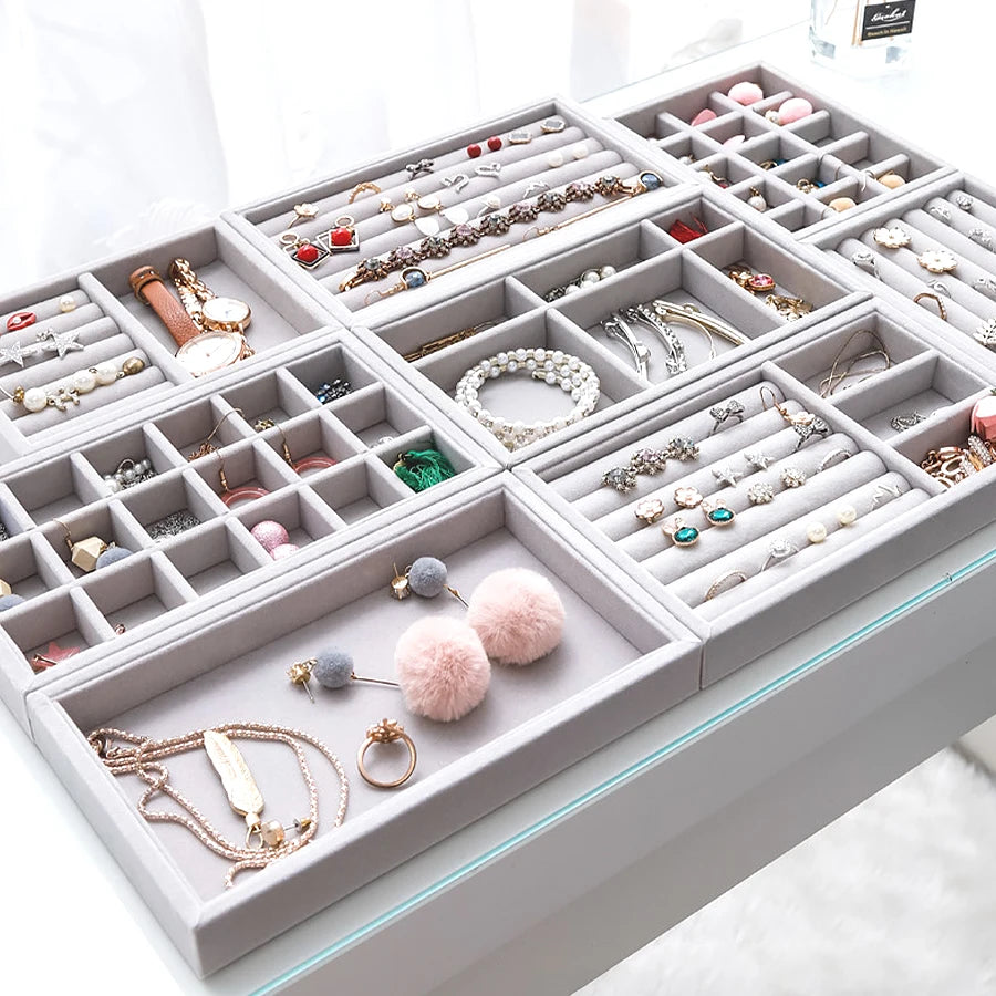 1pc, Flocking Jewelry Box Jewelry Tray, Suitable For: All Kinds of